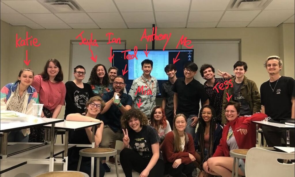 A photo of me and my college classmates.
